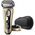Braun Series 9 9399s Herren Rasierer Premium Edition Nass- und Trockenrasur inkl. Leder-Reiseetui, Ladeständer gold