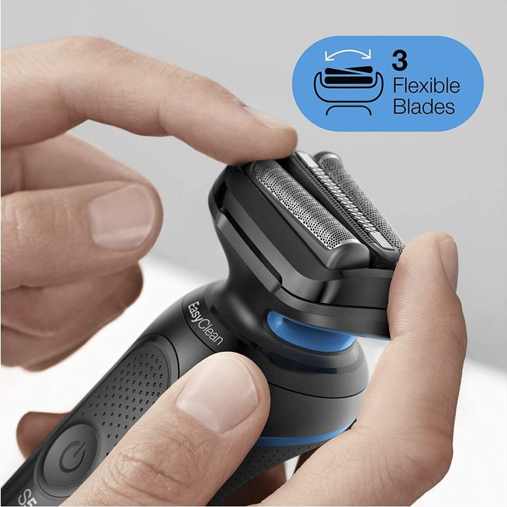 Braun Series 5 50-B1200s Akku Herren Rasierer Nass- und Trockenrasur mit Trimmeraufsatz EasyClick Funktion schwarz/blau – Bild 4