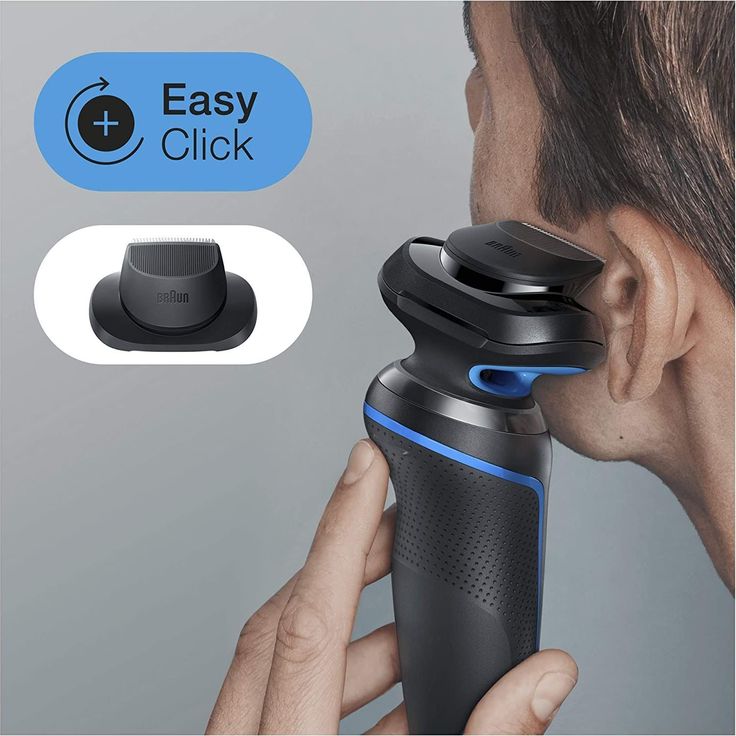 Braun Series 5 50-B1200s Akku Herren Rasierer Nass- und Trockenrasur mit Trimmeraufsatz EasyClick Funktion schwarz/blau – Bild 5