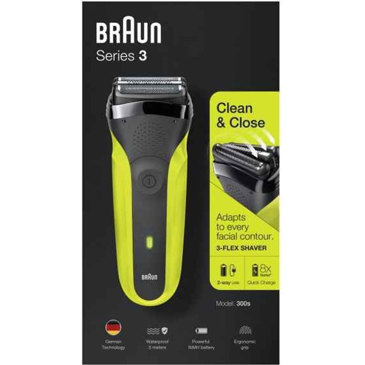 Braun Series 3 300s Herren Rasierer, schwarz-grün bis zu 30 Minuten Akkulaufzeit 3 Scherelemente – Bild 3