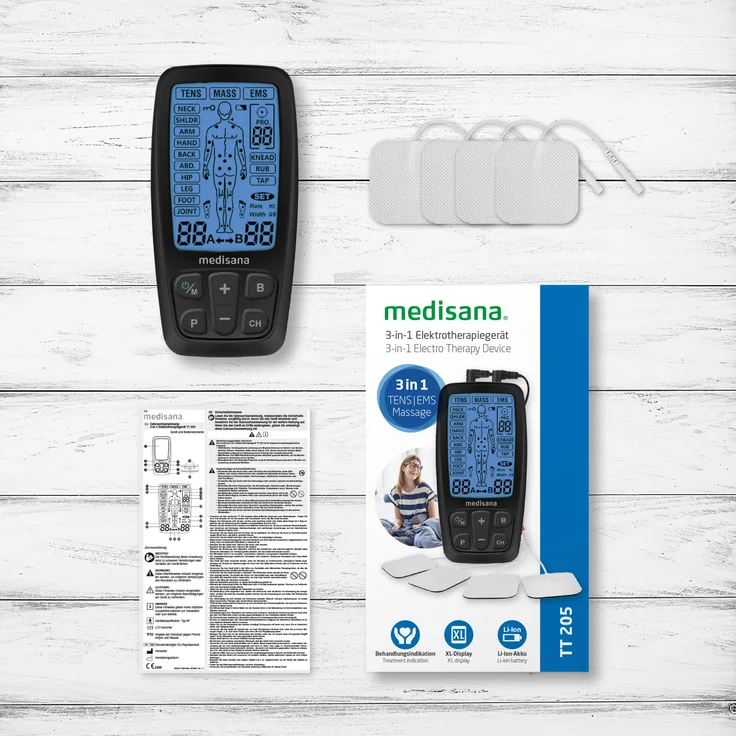 medisana TENS Gerät, EMS Reizstromgerät mit 60 Programmen professionelles Elektrotherapiegerät Muskelentspannung und Schmerzlinderung an Rücken, Nacken, Schultern, Bauch, Hüfte mit 4 Elektrodenpads – Bild 7