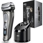 Braun Series 9 Pro 9465cc Herrenrasierer Nass- und Trockenanwendung, graphit-silber inkl. 5-in-1 Reinigungsstation und Reiseetui aus Leder