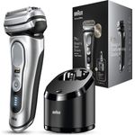 Braun Series 9 Pro 9467cc Herren Rasierer Nass- und Trockenanwendung, silber inkl. 5-in-1 Reinigungsstation und Reiseetui aus Leder