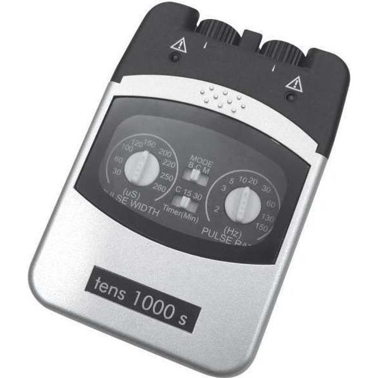 Promed TENS 1000 S Tens Gerät, elektrisches Schmerztherapiegerät mit 4 Tens Elektroden für Nervenstimulation, Elektrostimulationsgerät, Digitales Reizstromgerät für Schmerzlinderung und Entspannung