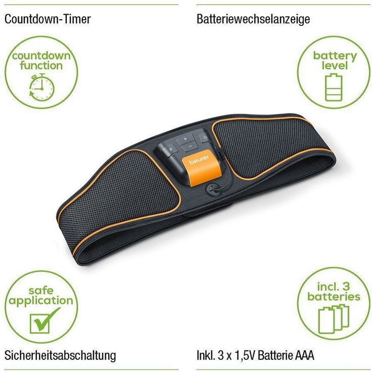 Beurer EM 37 Bauchmuskel-Gürtel, EMS Bauchtraining, Muskelstimulation zur Stärkung der Bauchmuskulatur, Regeneration – Bild 5