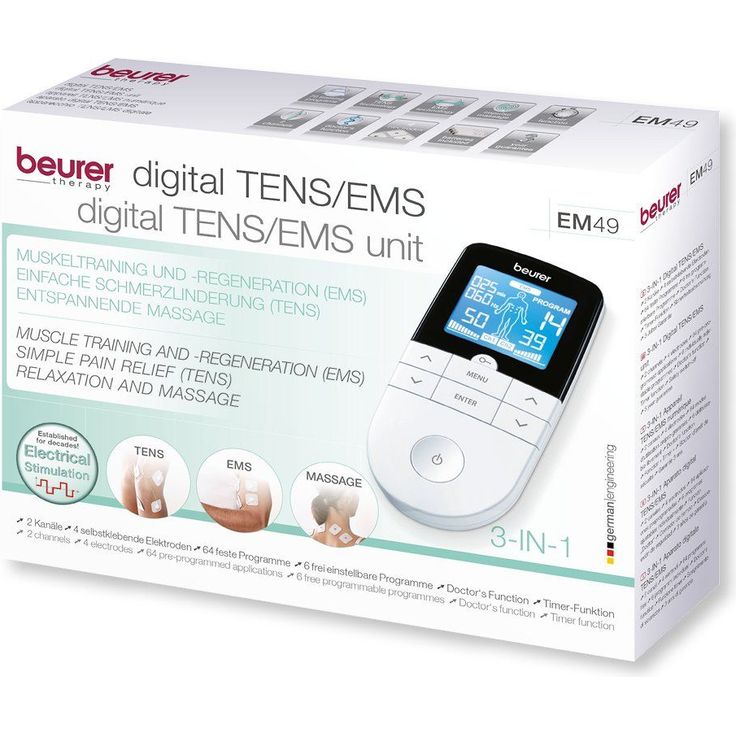Beurer EM 49 Digital TENS-EMS, 3-in-1 Reizstromgerät zur Schmerzlinderung durch elekrische Nervenstimulation, Training durch elektrische Muskelstimulation, Massagefunktion, inklusive 4 Elektroden – Bild 3