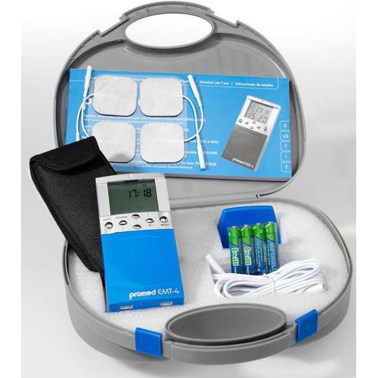 Promed EMT-4 Digitales TENS & EMS duo Gerät, Kombigerät, Elektrostimulationsgerät für Nerven- und Muskelstimulation, Reizstromgerät mit 4 Tens Elektroden, 13 Therapiemodi – Bild 2