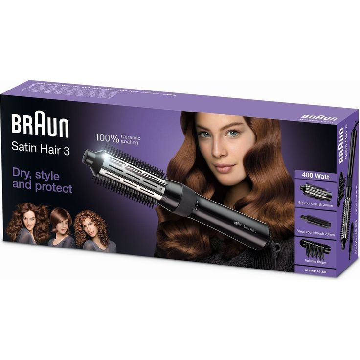 Braun Satin Hair 3 AS330 Airstyler Warmluft-Lockenbürste, mit 3 Stylingaufsätzen, 400 Watt, schwarz – Bild 4