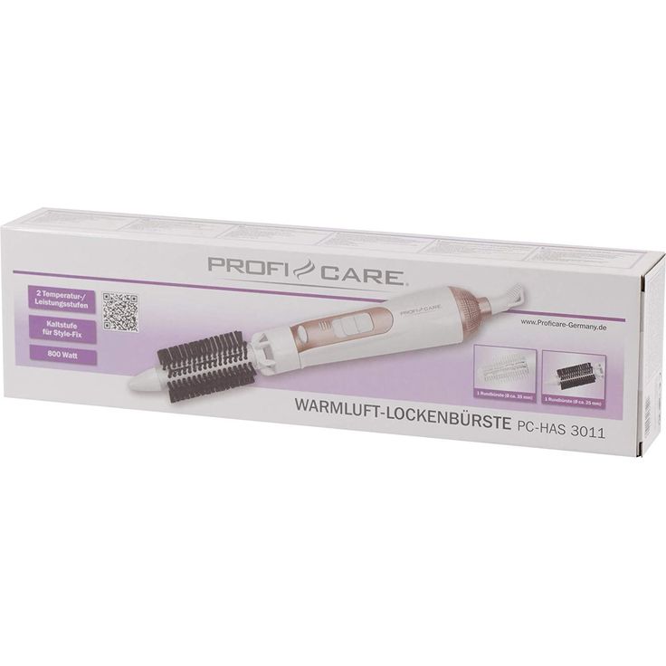 ProfiCare PC-HAS 3011 Warmluft-Lockenbürste mit 2 wechselbaren Bürstenaufsätzen, 2 Temperatur--Leistungsstufen, Kaltstufe für Style-Fix, weiß-champagner – Bild 6