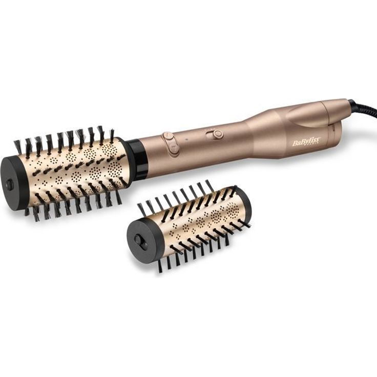 BaByliss AS952E Big Hair Dual Rotierende Warmluftbürste, mit Ionen-Technologie, 2 Aufsätze, Champagner