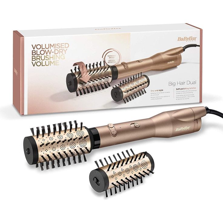 BaByliss AS952E Big Hair Dual Rotierende Warmluftbürste, mit Ionen-Technologie, 2 Aufsätze, Champagner – Bild 7