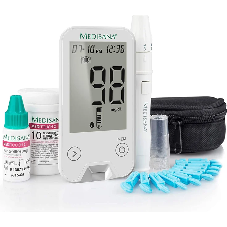 medisana MediTouch 2 Blutzuckermessgerät mg/dL, Starterset mit Teststreifen und Blutlanzetten, Blutzuckermesssystem für Diabetiker, Blutzuckerspiegel – Bild 1