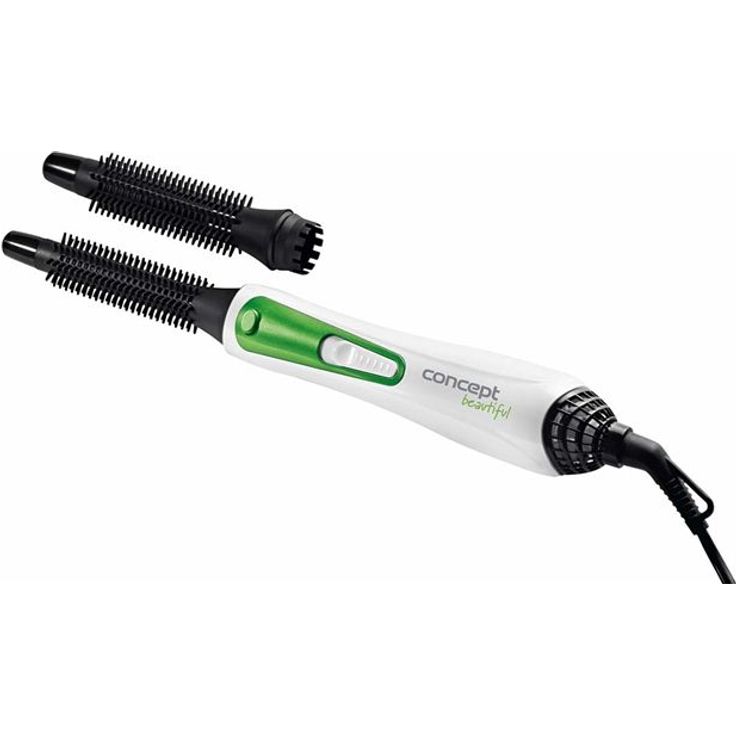 CONPT KF-1310ze Warmluftbürste, 2 Aufsätze 20 und 10 mm, grün