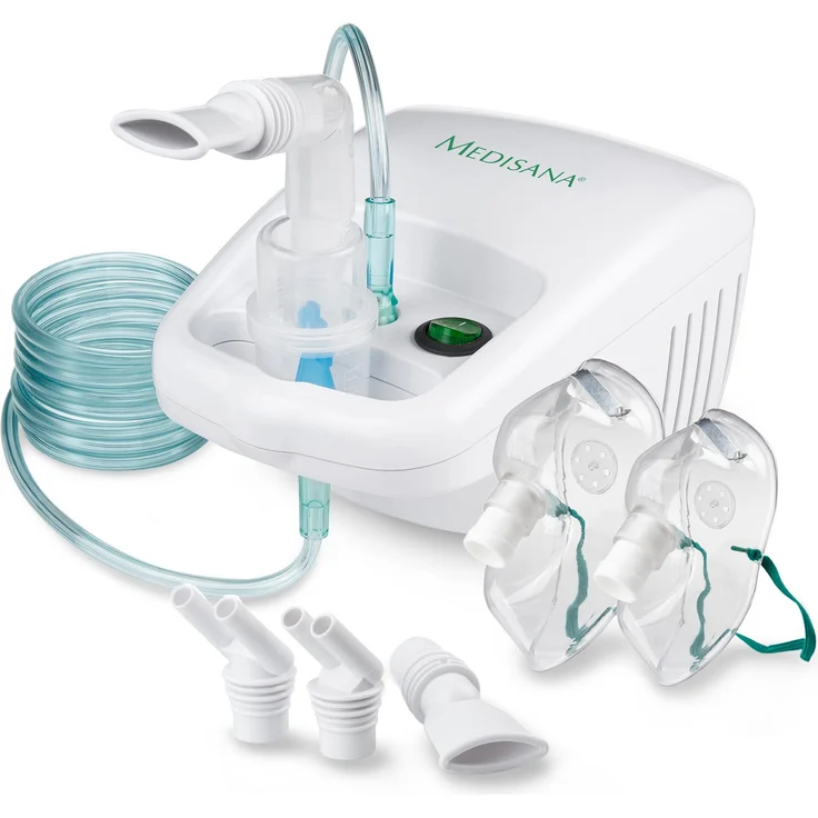 medisana IN 500 Inhalator, Kompressor Vernebler mit Mundstück und Maske für Erwachsene und Kinder, bei Erkältungen oder Asthma mit extra viel Zubehör und langem Schlauch – Bild 2