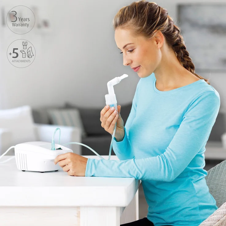 medisana IN 500 Inhalator, Kompressor Vernebler mit Mundstück und Maske für Erwachsene und Kinder, bei Erkältungen oder Asthma mit extra viel Zubehör und langem Schlauch – Bild 5
