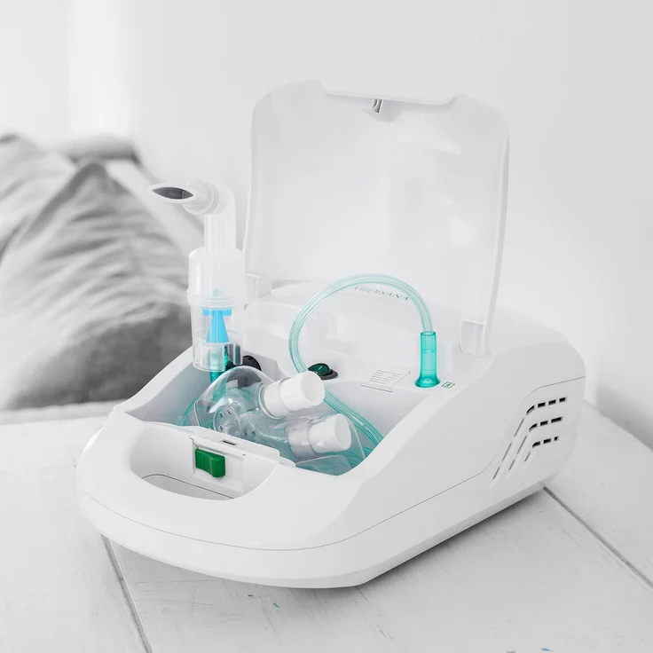 medisana IN 500 Inhalator, Kompressor Vernebler mit Mundstück und Maske für Erwachsene und Kinder, bei Erkältungen oder Asthma mit extra viel Zubehör und langem Schlauch – Bild 4