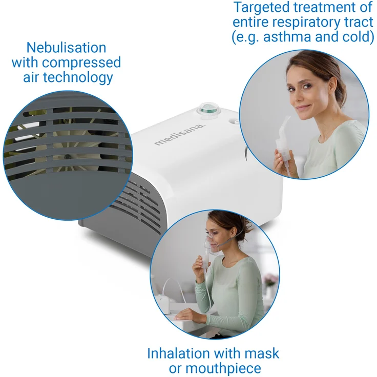medisana IN 510 Inhalator, Kompressor Vernebler mit Mundstück und Maske für Erwachsene und Kinder, bei Erkältungen oder Asthma mit umfangreichem Zubehör – Bild 5