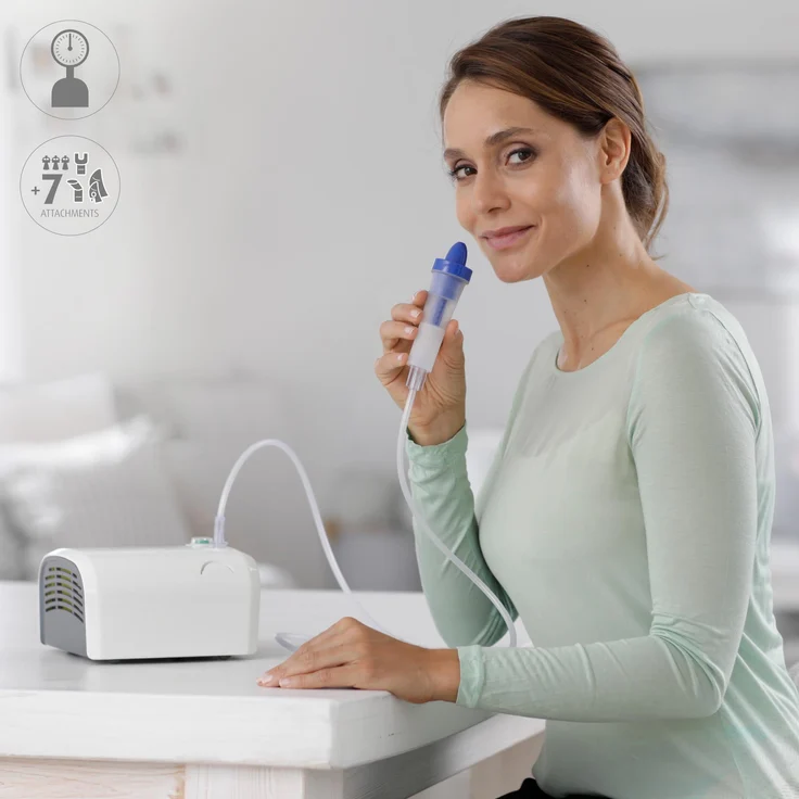 medisana IN 510 Inhalator, Kompressor Vernebler mit Mundstück und Maske für Erwachsene und Kinder, bei Erkältungen oder Asthma mit umfangreichem Zubehör – Bild 4