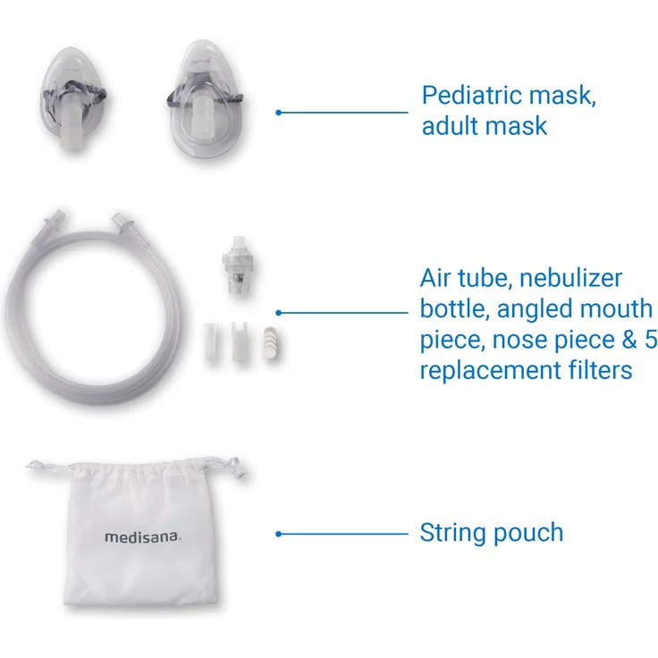 medisana IN 510 Inhalator, Kompressor Vernebler mit Mundstück und Maske für Erwachsene und Kinder, bei Erkältungen oder Asthma mit umfangreichem Zubehör – Bild 6
