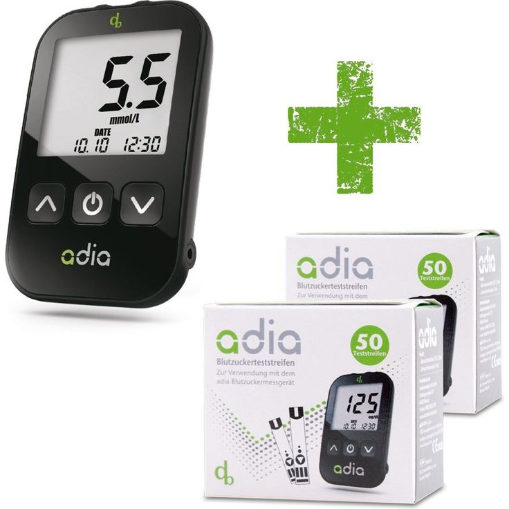 adia Blutzucker-Starterset inkl. 60 Teststreifen, mmol-l