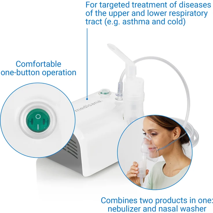 medisana IN 520 Inhalator, Kompressor Vernebler mit Mundstück und Maske für Erwachsene und Kinder, bei Erkältungen oder Asthma mit umfangreichem Zubehör – Bild 7