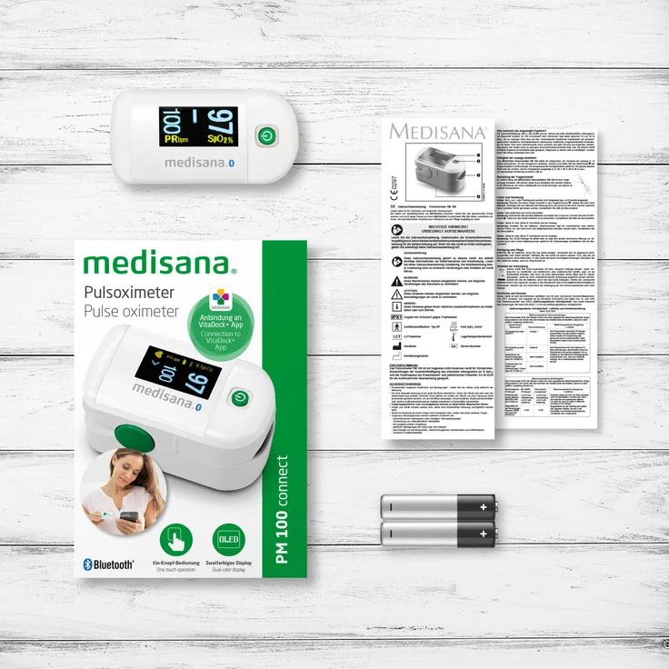 medisana PM 100 connect Pulsoximeter, Messung der Sauerstoffsättigung im Blut, Fingerpulsoxymeter mit OLED-Display und One-Touch Bedienung mit VitaDock App und Bluetooth – Bild 7