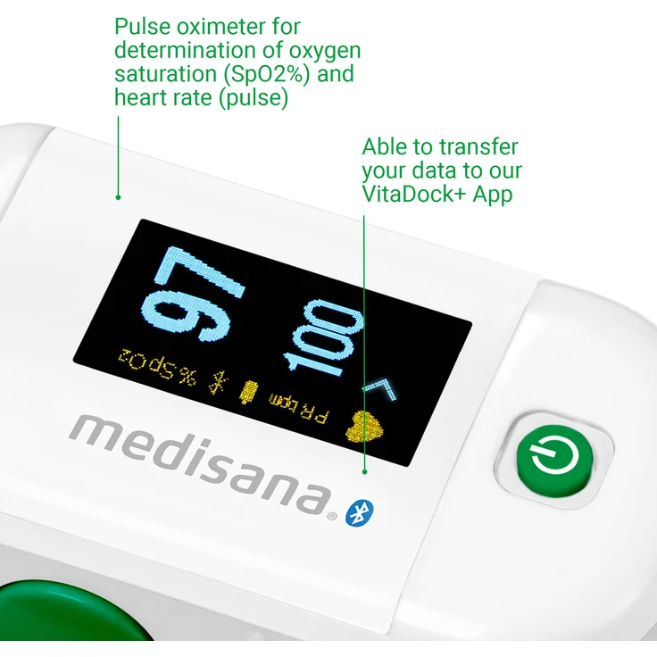 medisana PM 100 connect Pulsoximeter, Messung der Sauerstoffsättigung im Blut, Fingerpulsoxymeter mit OLED-Display und One-Touch Bedienung mit VitaDock App und Bluetooth – Bild 5