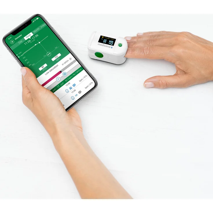 medisana PM 100 connect Pulsoximeter, Messung der Sauerstoffsättigung im Blut, Fingerpulsoxymeter mit OLED-Display und One-Touch Bedienung mit VitaDock App und Bluetooth – Bild 3