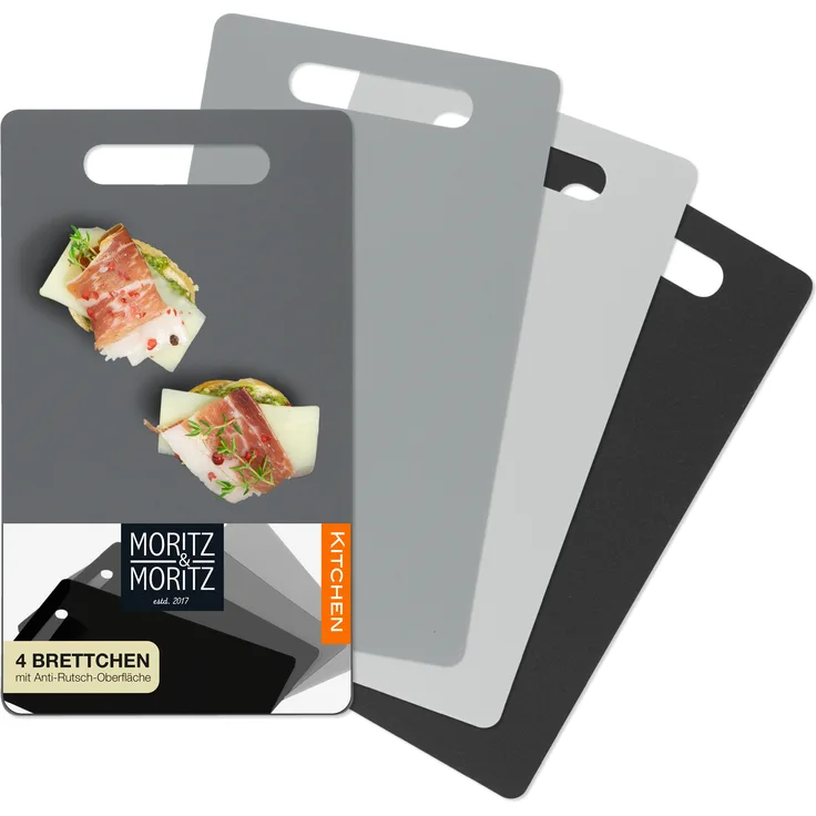 Moritz & Moritz 4x Schneidebrett Set dunkel 25x14.5 cm Spülmaschinenfest (wp)