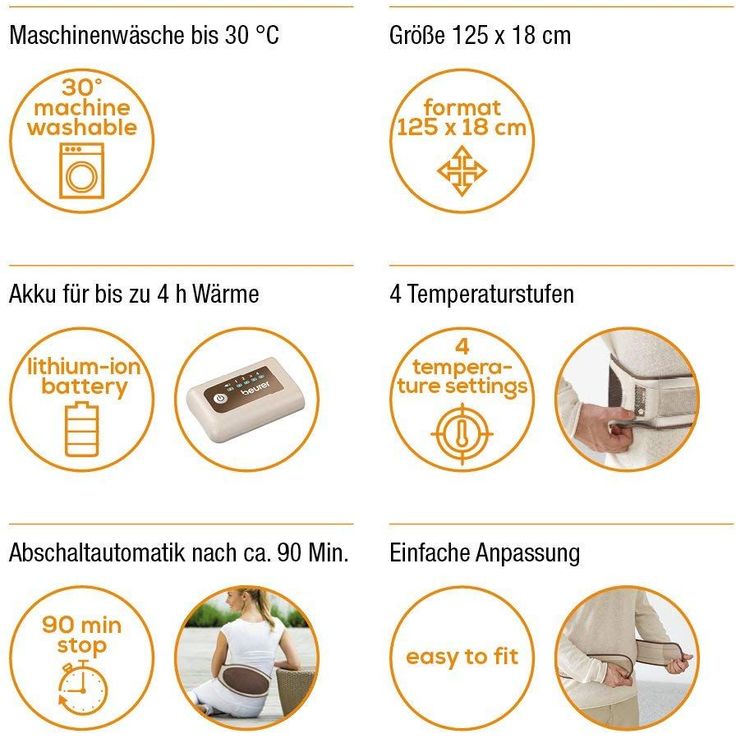 Beurer HK 72 Akku mobiler Wärmegürtel (Heizkissen für zuhause und unterwegs mit Lithium-Ionen-Akku) – Bild 4