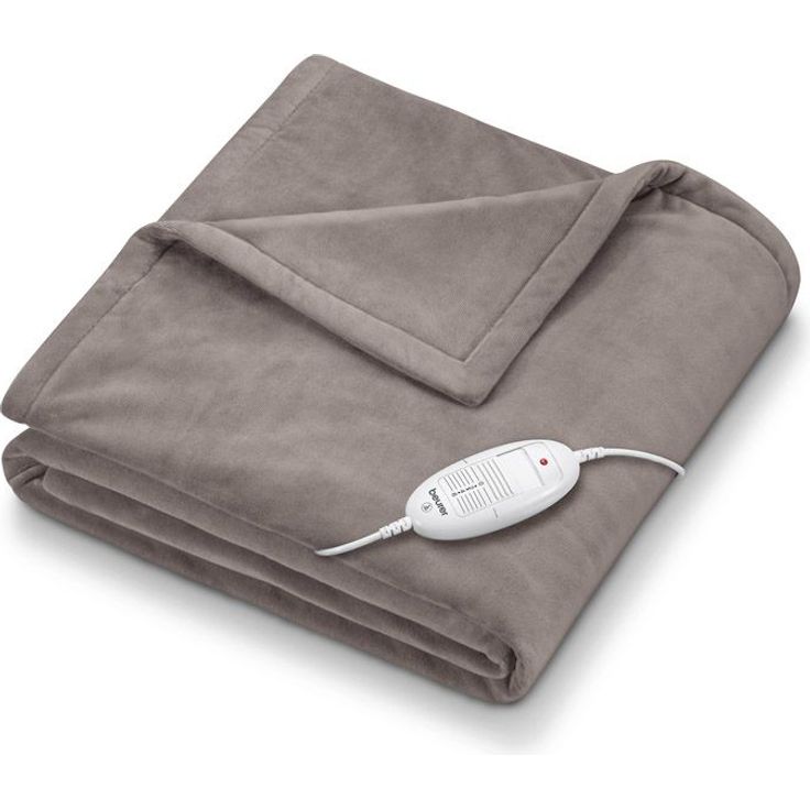 Beurer HD 75 Heizdecke, kuschelige Wärmedecke mit 6 Temperaturstufen, Sicherheitssystem und Abschaltautomatik, maschinenwaschbar, taupe