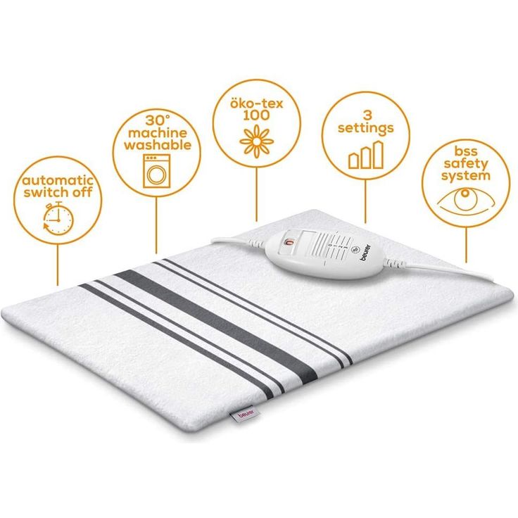 Beurer HK 25 Heizkissen, kuscheliges Wärmekissen mit 3 Temperaturstufen, Abschaltautomatik und Sicherheitssystem, maschinenwaschbar, 40 x 30 cm, weiß-grau – Bild 3