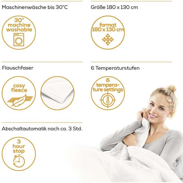 Beurer HD 75 Heizdecke, kuschelige Wärmedecke mit 6 Temperaturstufen, Sicherheitssystem und Abschaltautomatik, maschinenwaschbar, weiß – Bild 2