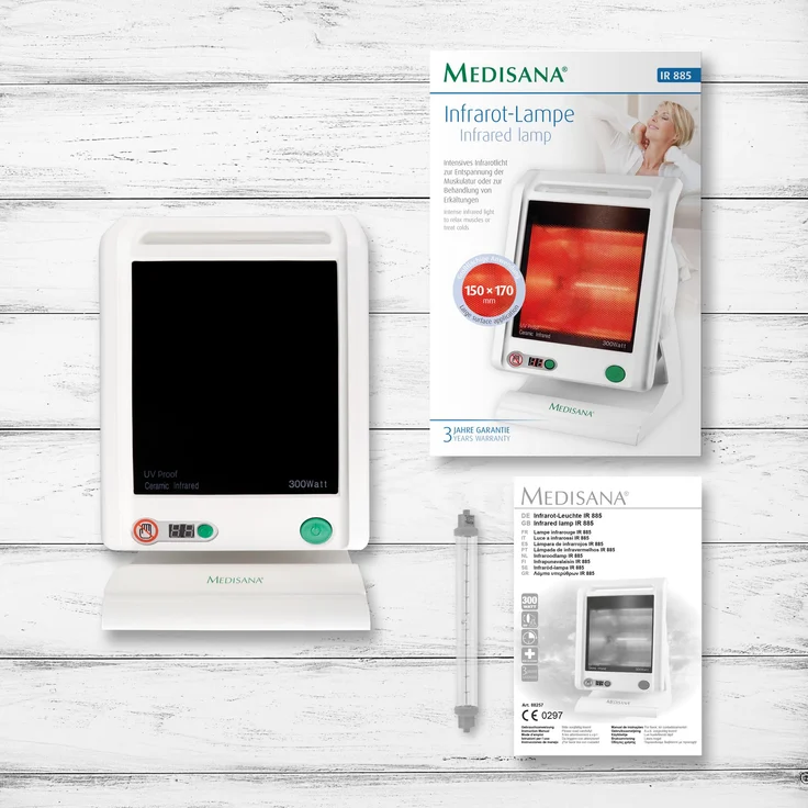 medisana IR 885 Infrarot-Wärmelampe 300 Watt, Infrarotleuchte zur Behandlung von Verspannungen und Erkältungen, Wärmestrahler zur Linderung von Schmerzen – Bild 7