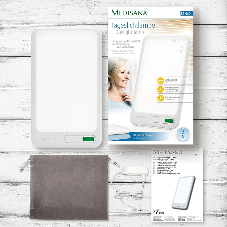 medisana LT 460 Tageslichtlampe, Tageslichtleuchte mit einer Lichtstärke von 10.000 Lux ,Lichttherapie gegen Depressionen, Winterdepressionen, LED-Lichtdusche – Bild 10