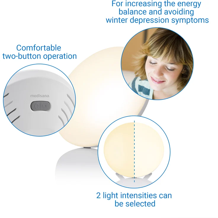 medisana LT 500 Tageslichtlampe, Tageslichtleuchte mit Farbwechsel in 4 Farben, Lichtstärke von 10.000 Lux, Lichttherapie gegen Winterdepressionen, LED-Lichtdusche – Bild 7