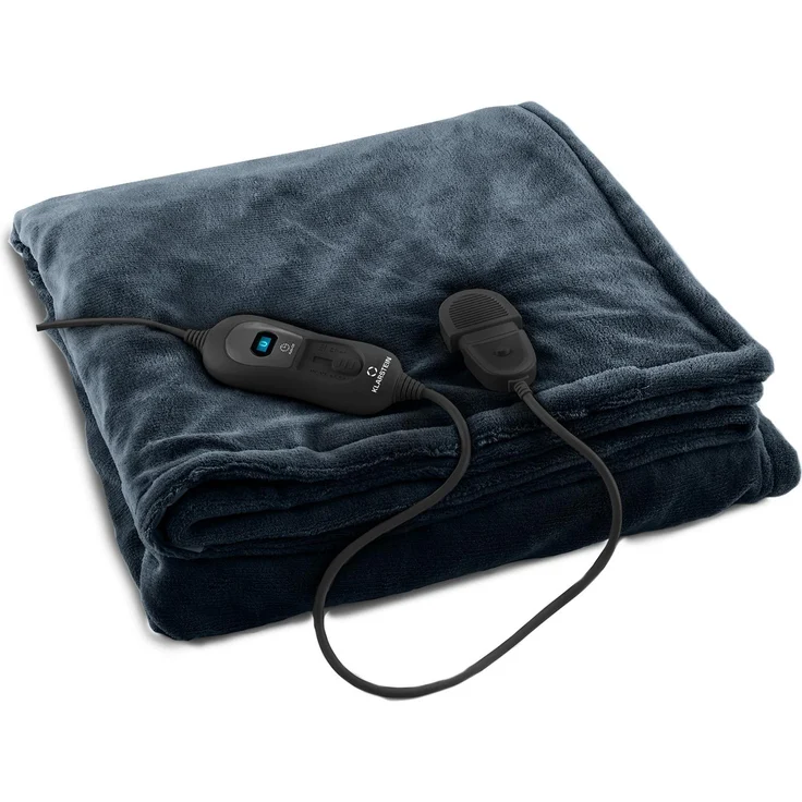 Klarstein Dr. Watson XL Heizdecke 120W waschbar 180x130cm Mikroplüsch blau/grau – Bild 1
