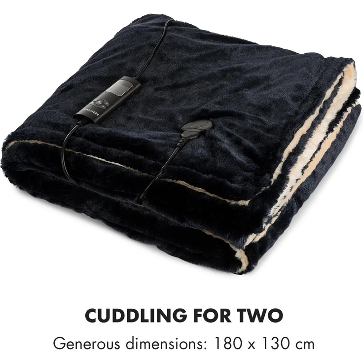 Klarstein Dr. Watson SuperSoft Heizdecke 120W 180x130cm Teddy-Plüsch, schwarz – Bild 8