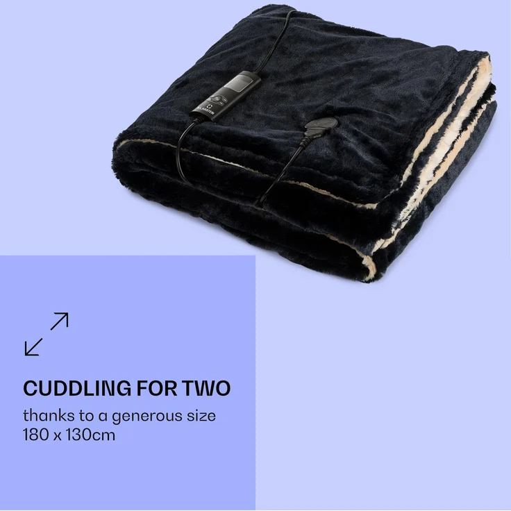 Klarstein Dr. Watson SuperSoft Heizdecke 120W 180x130cm Teddy-Plüsch, schwarz – Bild 5