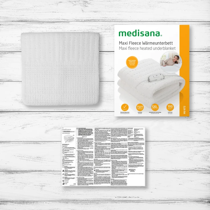 medisana HU 672 Wärmeunterbett super-flauschig, 150 x 80 cm, Schlafen wie auf Wolken, Abschaltautomatik, Überhitzungsschutz, 4 Temperaturstufen, waschbar, Matratzenheizung für alle gängigen Matratzen – Bild 8