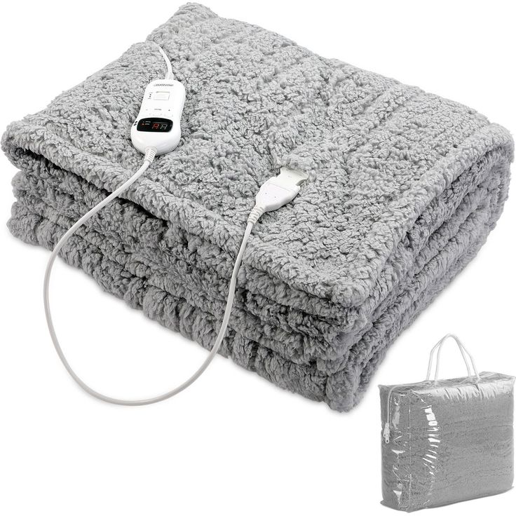 Monzana Fleeceheizdecke 170x140cm Teddy Fleece 120W grau waschbar mit Abscaltautomatik – Bild 1