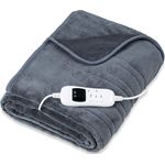 sinnlein Heizdecke aus Plüsch 160 x 120 cm grau elektrische Wärmedecke mit Abschaltautomatik und Timer 9 Temperaturstufen waschbar