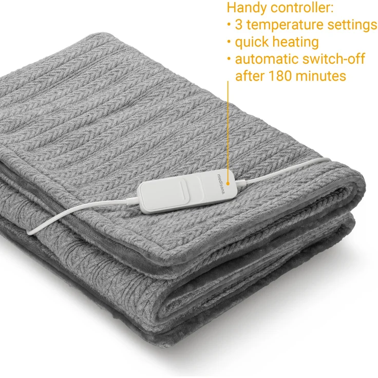 medisana HB 680 Kuschelheizdecke, Kuscheldecke im Strickmuster mit Abschaltautomatik, waschbar, 3 Temperaturstufen 160 x 120 cm, 2-farbig Wendeoptik – Bild 5