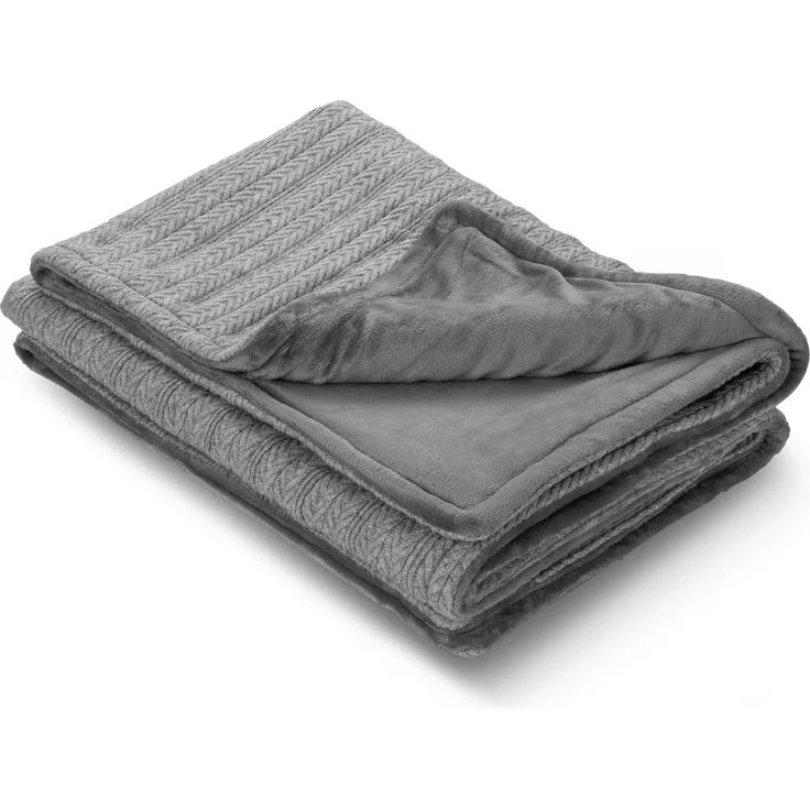 medisana HB 680 Kuschelheizdecke, Kuscheldecke im Strickmuster mit Abschaltautomatik, waschbar, 3 Temperaturstufen 160 x 120 cm, 2-farbig Wendeoptik – Bild 1