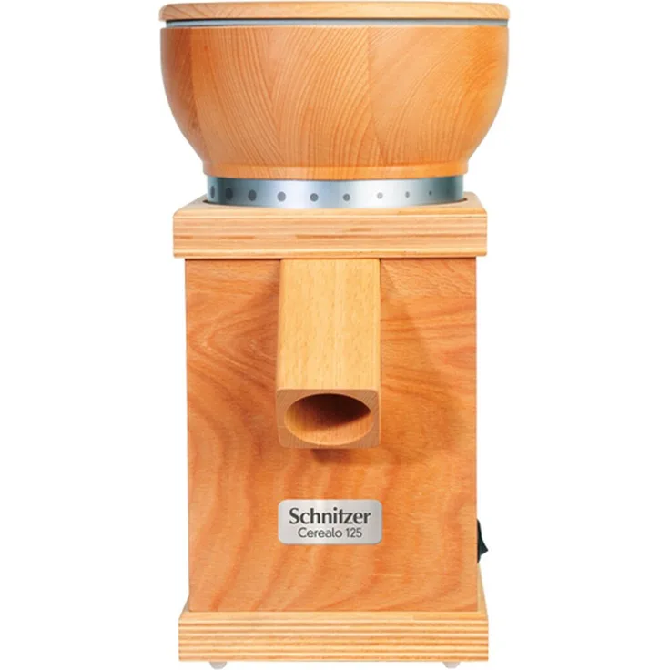 Schnitzer Cerealo 125 Natur Getreidemühle, 360W, Mahlleistung fein 125 g/min, Mahlleistung grob 300 g/min, für alle Getreidearten und Mais, Wechselmahlwerk, Buche, 85 mm Mahlstein Durchmesser, elektrisch, natur