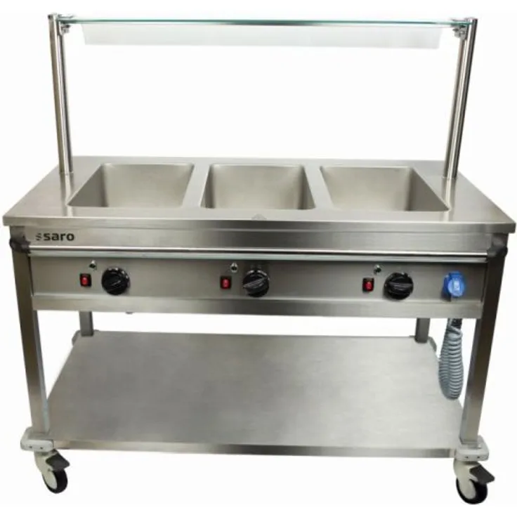 Saro Bain Marie Trolley BT-2 Warmhalteplatte, Edelstahl, 2x 1/1 GN, silber