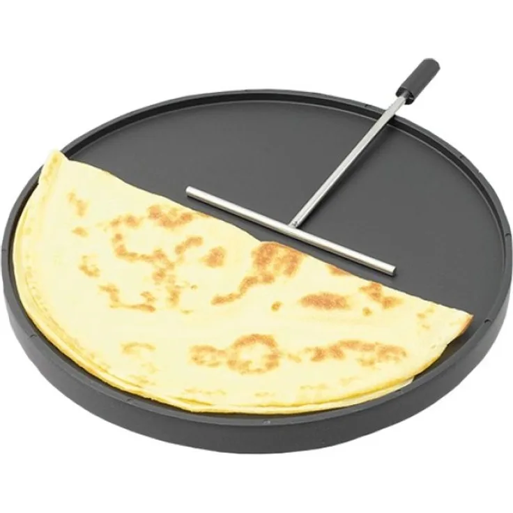 Stöckli Crêpesplatte, Aludruckguss, inkl. Teigverteiler, schwarz