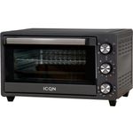 ICQN Minibackofen 20L, Pizza-Backofen, Ober-Unterhitze mit Umluft-Funktion, 5 Grill-Funktion, 90 Min. Timer, 1500 W, Mini Oven, 80°-250°C, Backblech-Grill-Krümelblech und Blechhalter, Schwarz