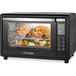 Stillstern Minibackofen mit Umluft (45L) Deutsche Version, 13 Programme, Zubehör 2x Backblech, Drehspieß, Ofenhandschuhe, LED-Display, 2000W, Toaster Grill Pizzaofen Mini Backofen ideal für Camping