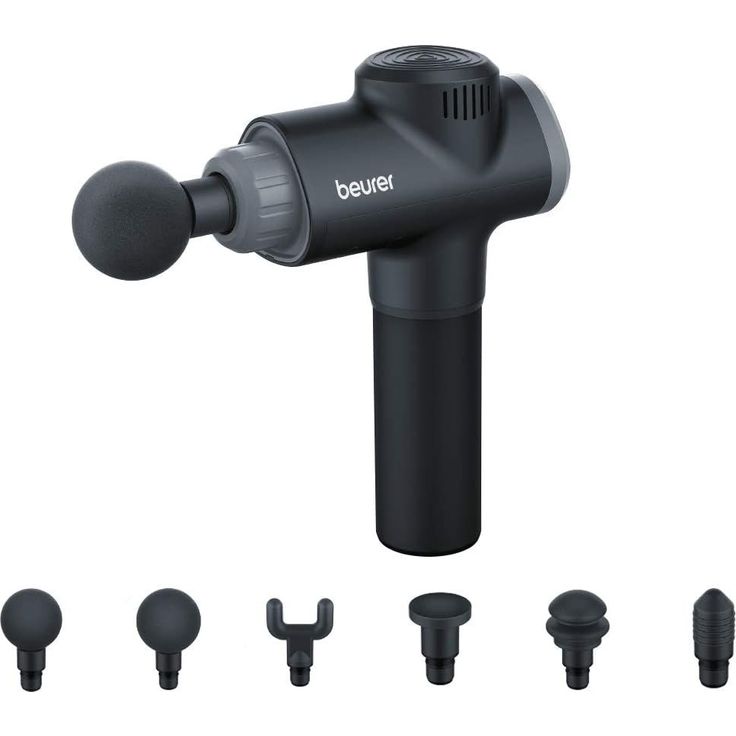 Beurer MG 180 Massage Gun Muskelmassagegerät Handmassagegerät zur Aktivierung und Regeneration 6 Massageaufsätze 4 Intensitätsstufen schwarz